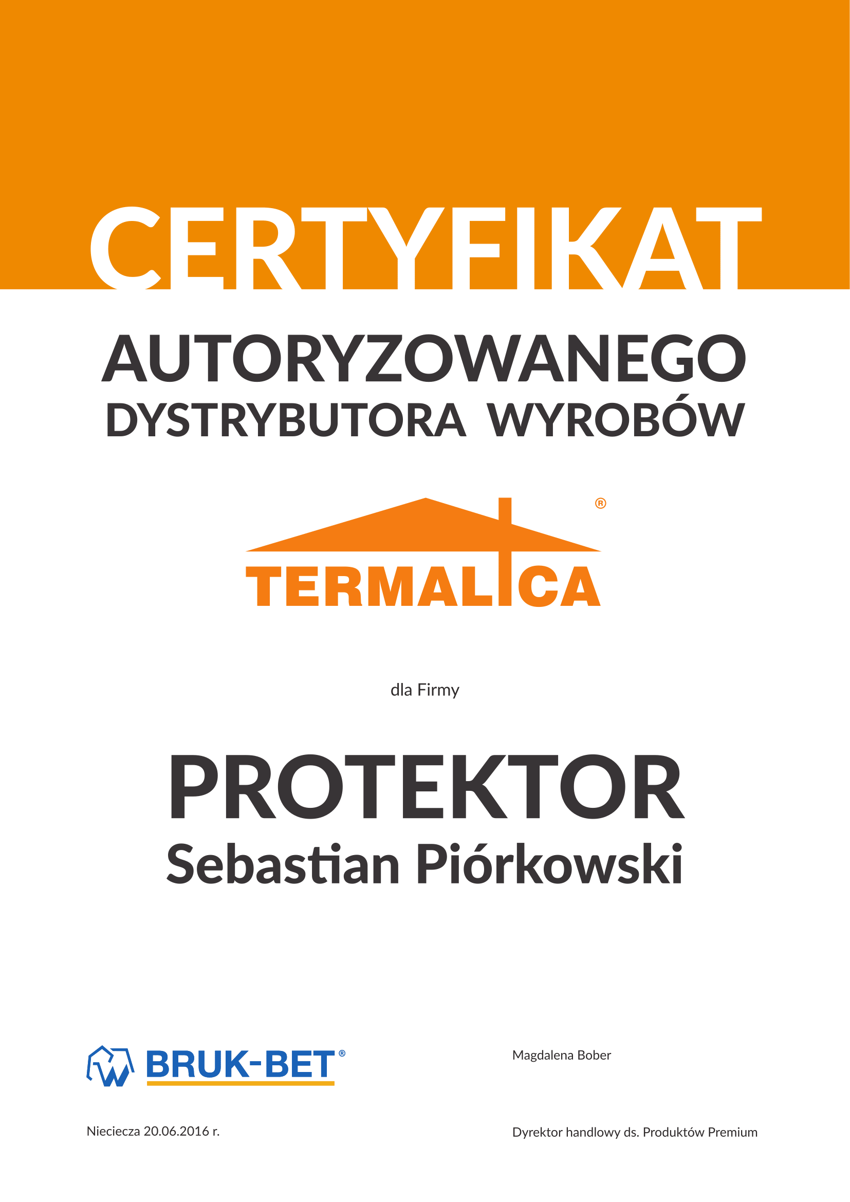 Certyfikat Termalica